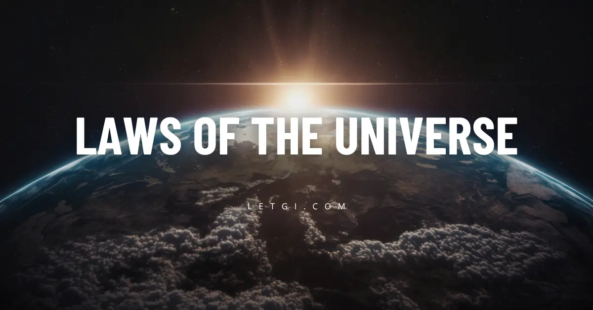 A 3D digital illustration showing a meditating person surrounded by twelve universal law symbols in a glowing cosmic circle, set against a starry night background. Blog title “What Are the Laws of the Universe? 12 Spiritual & Scientific Principles Explained (2025 Guide)” appears above.